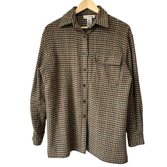 Evan Picone Oversized Button Down Shirt Shacket, Wool Blend, Small - Picture 1 of 6